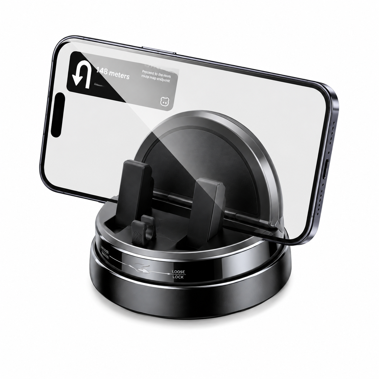 New Rotating Car Phone Holder Black with Voice Recognition