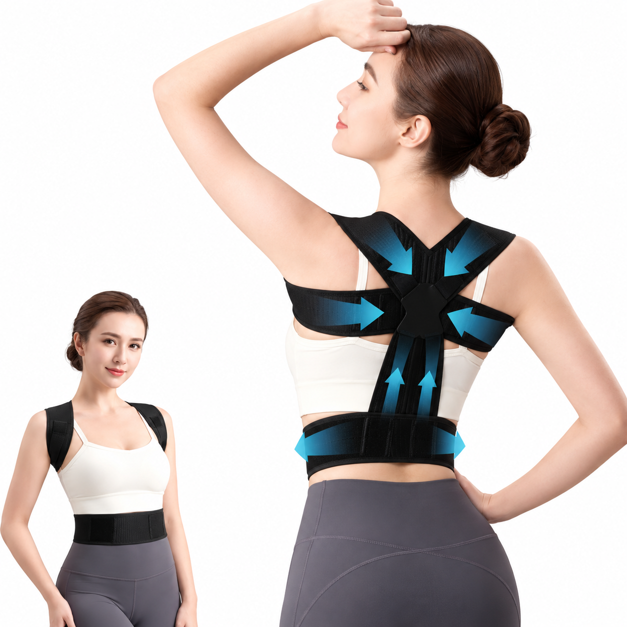Upgraded Open Shoulder Strap Waist Support Posture Correction Belt Fitness Training