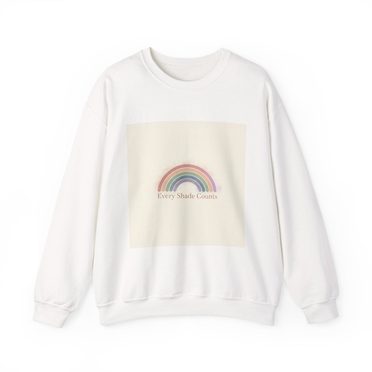 Muted Pastel Rainbow Sweatshirt – Gentle Retro Rainbow Design Cozy Crewneck