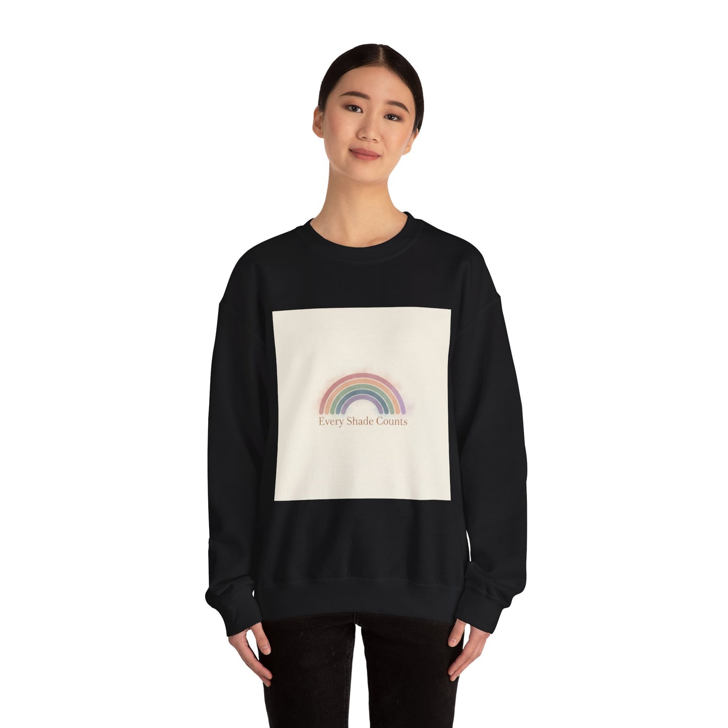 Muted Pastel Rainbow Sweatshirt – Gentle Retro Rainbow Design Cozy Crewneck