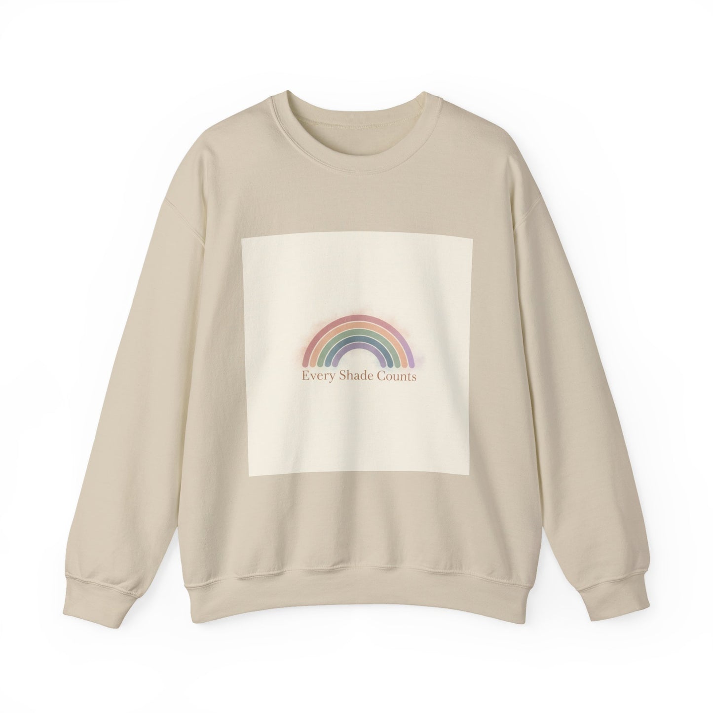 Muted Pastel Rainbow Sweatshirt – Gentle Retro Rainbow Design Cozy Crewneck
