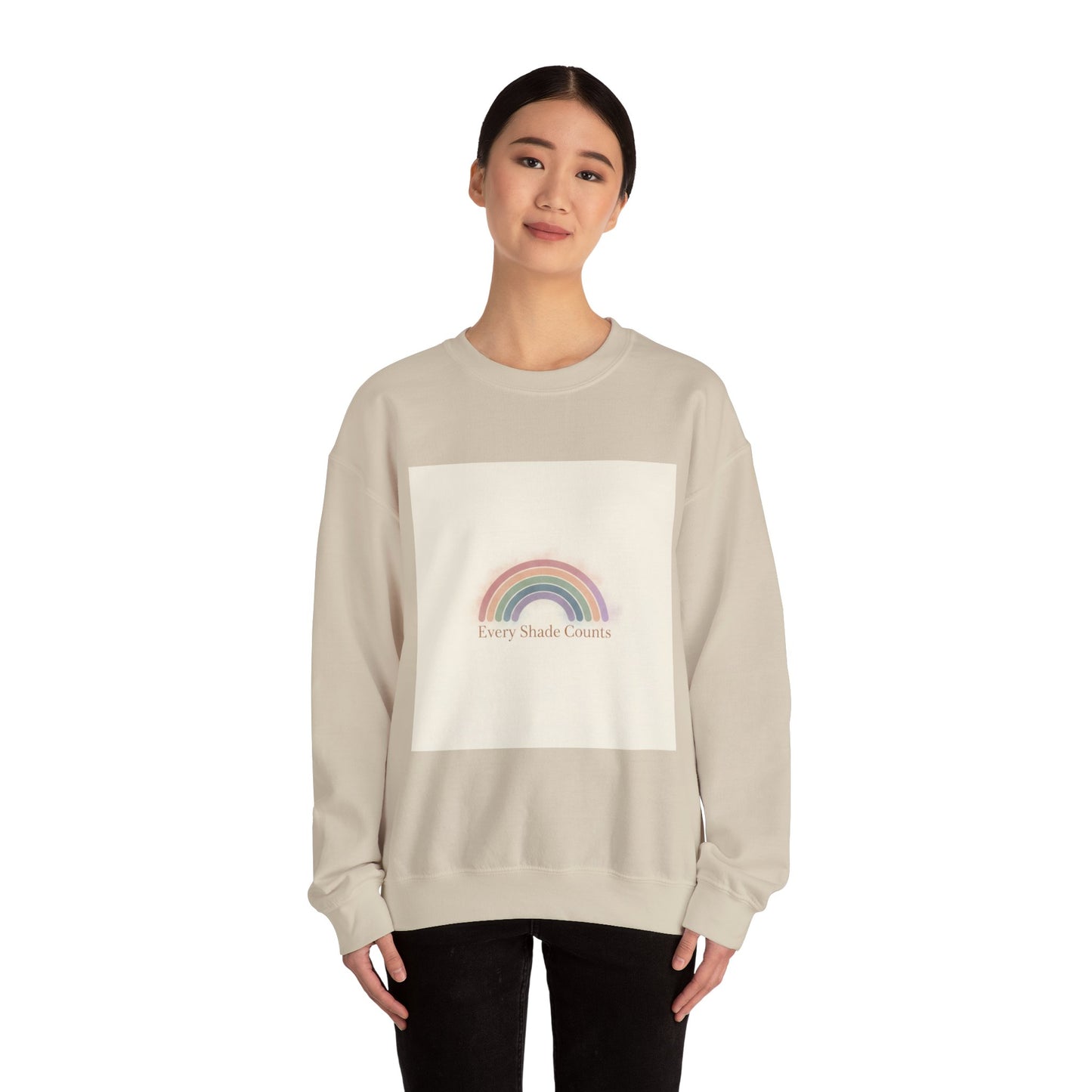 Muted Pastel Rainbow Sweatshirt – Gentle Retro Rainbow Design Cozy Crewneck