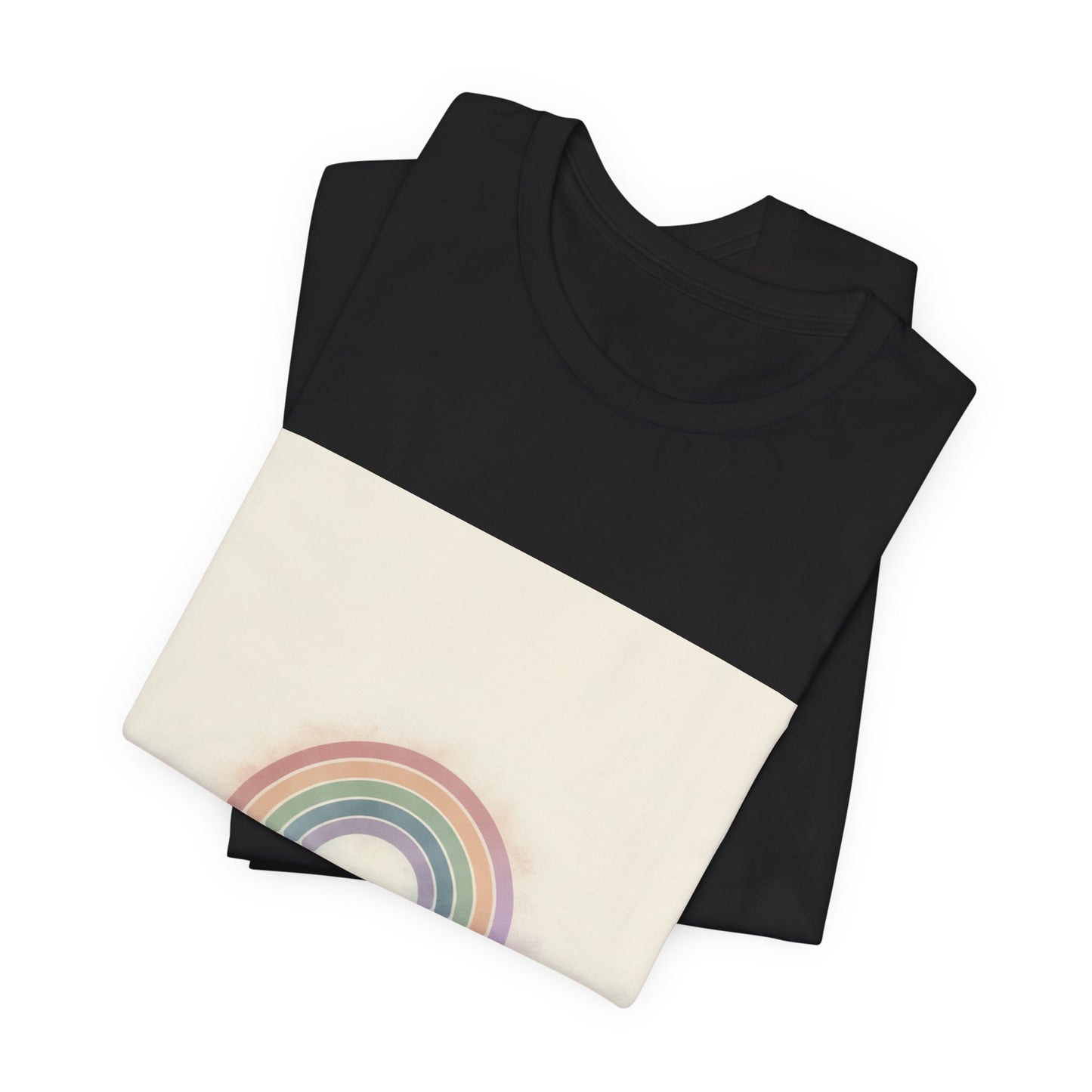 Muted Pastel Rainbow Tee – Gentle Retro Rainbow Art Graphic T-Shirt