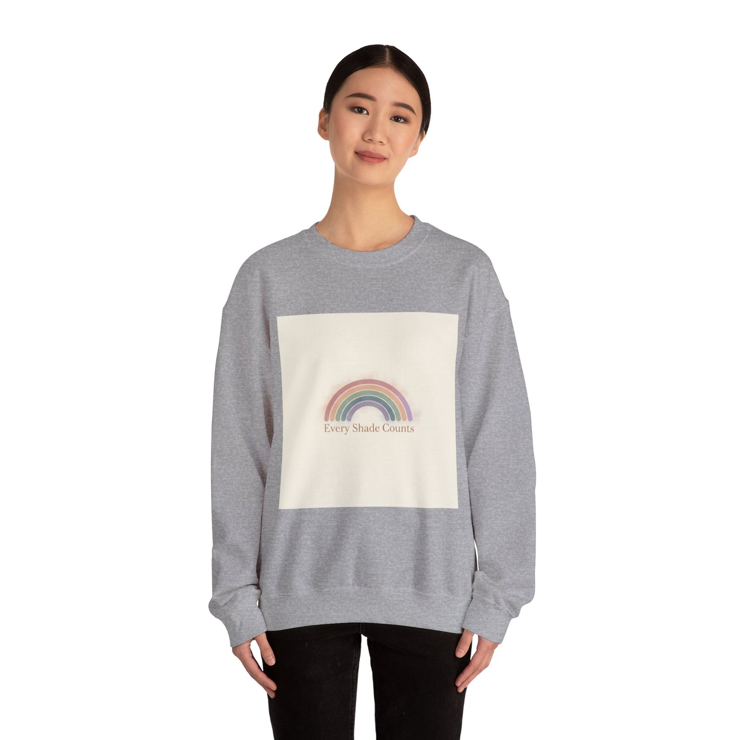 Muted Pastel Rainbow Sweatshirt – Gentle Retro Rainbow Design Cozy Crewneck