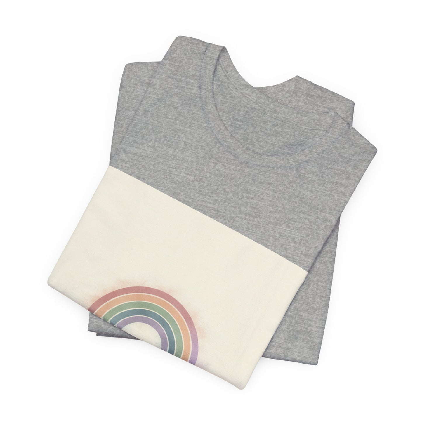 Muted Pastel Rainbow Tee – Gentle Retro Rainbow Art Graphic T-Shirt