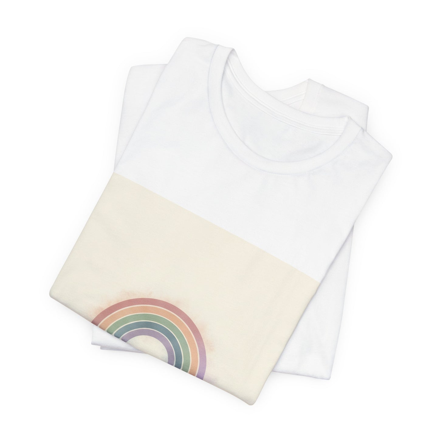 Muted Pastel Rainbow Tee – Gentle Retro Rainbow Art Graphic T-Shirt