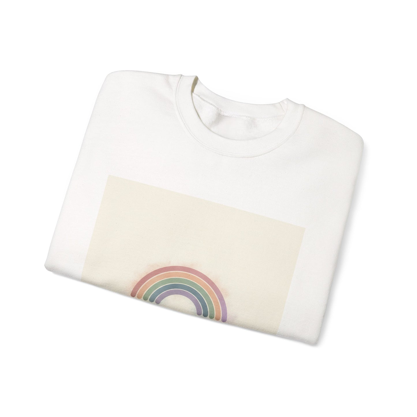 Muted Pastel Rainbow Sweatshirt – Gentle Retro Rainbow Design Cozy Crewneck