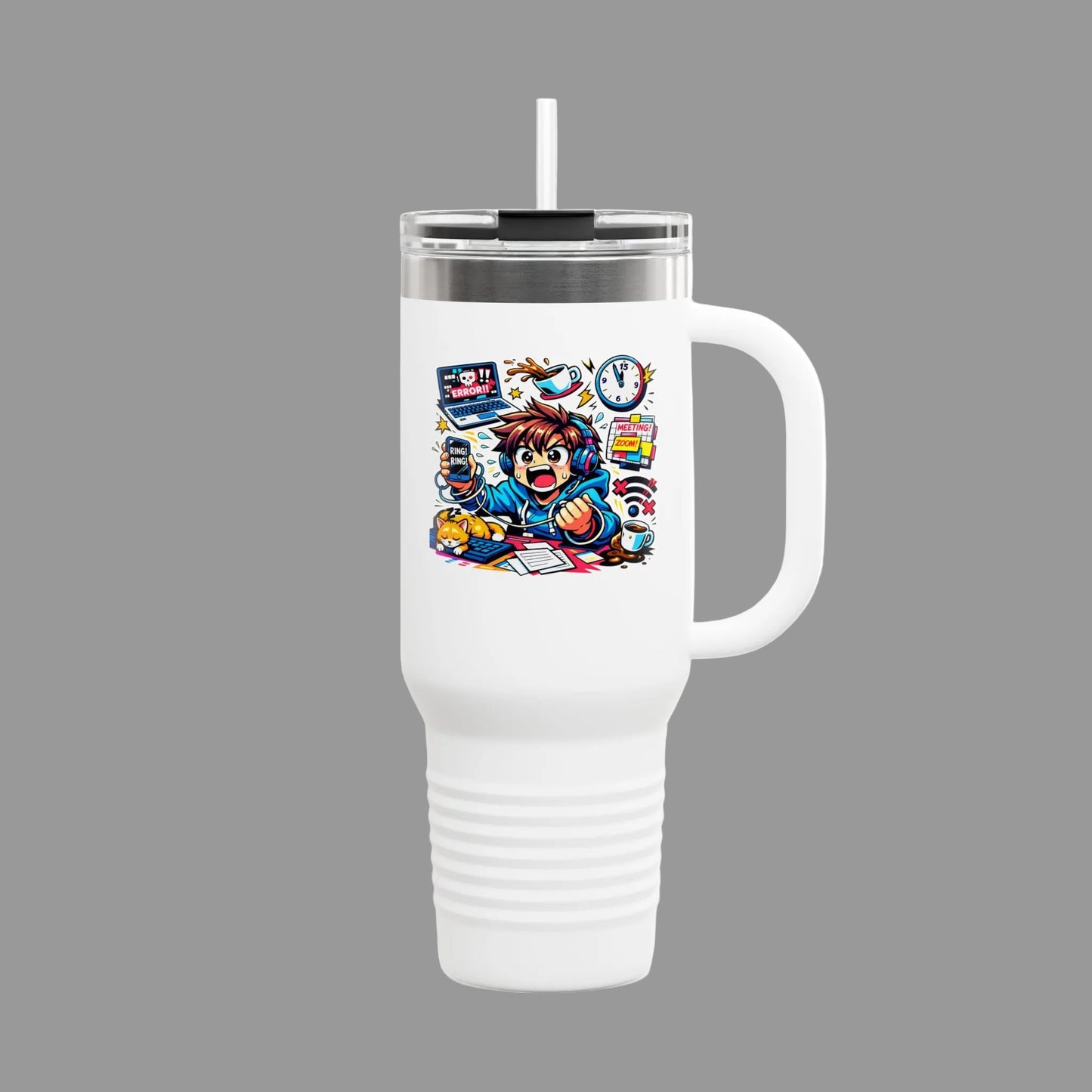 40oz Insulated Travel Mug — Cute Chaotic WFH Agent