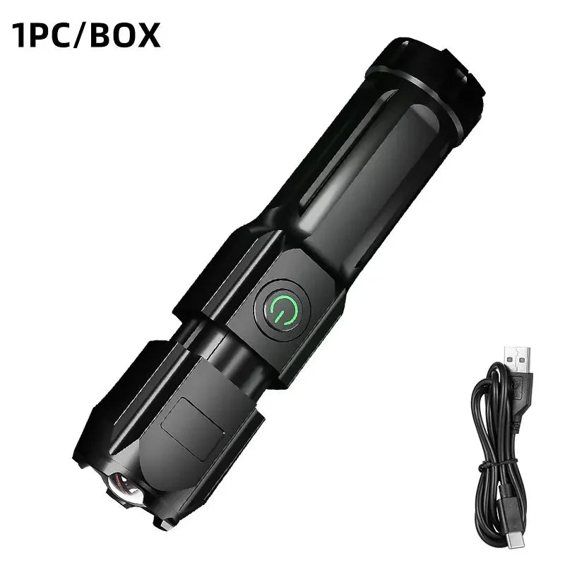 Powerful Rechargeable LED Flashlight | USB‑Rechargeable Waterproof Tactical Torch