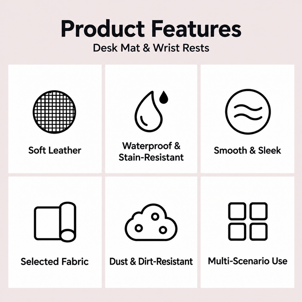 3-Piece Faux Leather Desk Mat Set with Keyboard & Mouse Wrist Rests – 80 × 40 cm