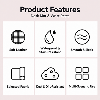 3-Piece Faux Leather Desk Mat Set with Keyboard & Mouse Wrist Rests – 80 × 40 cm