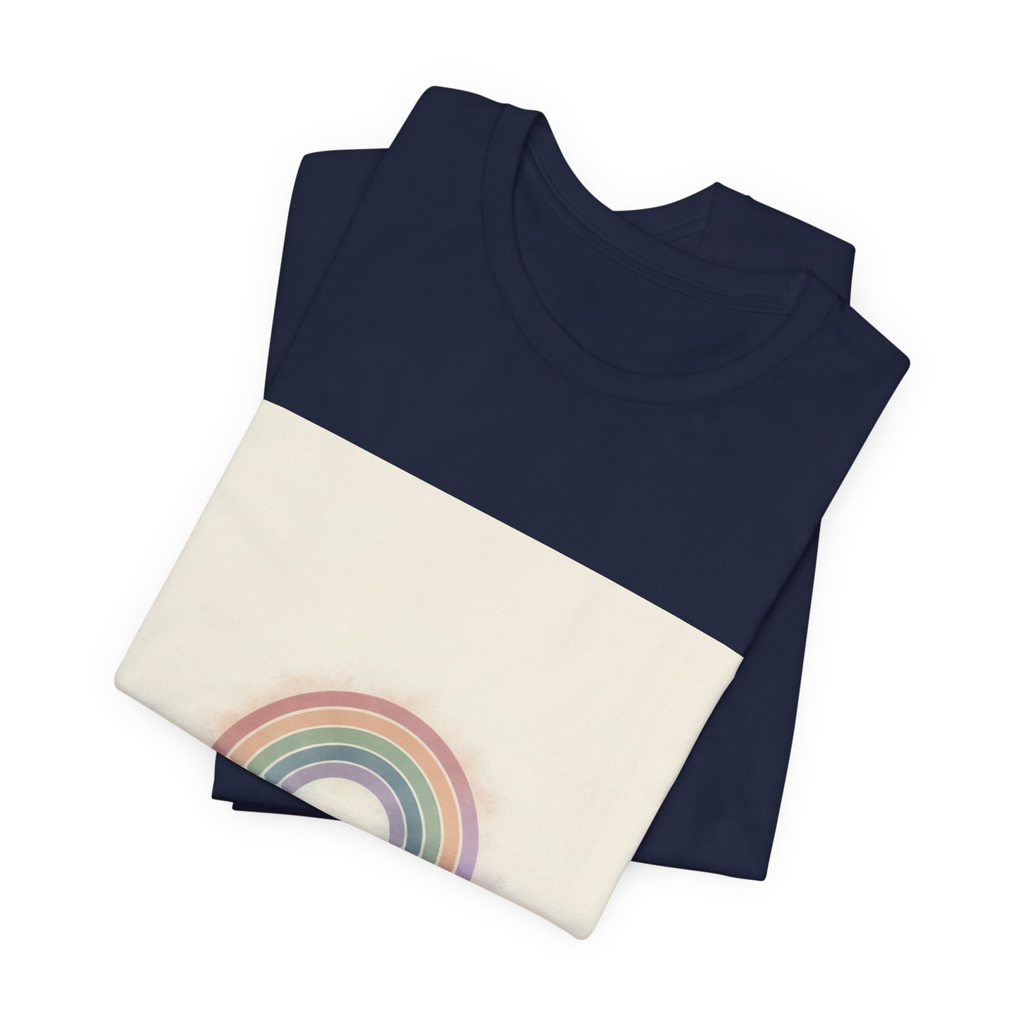 Muted Pastel Rainbow Tee – Gentle Retro Rainbow Art Graphic T-Shirt
