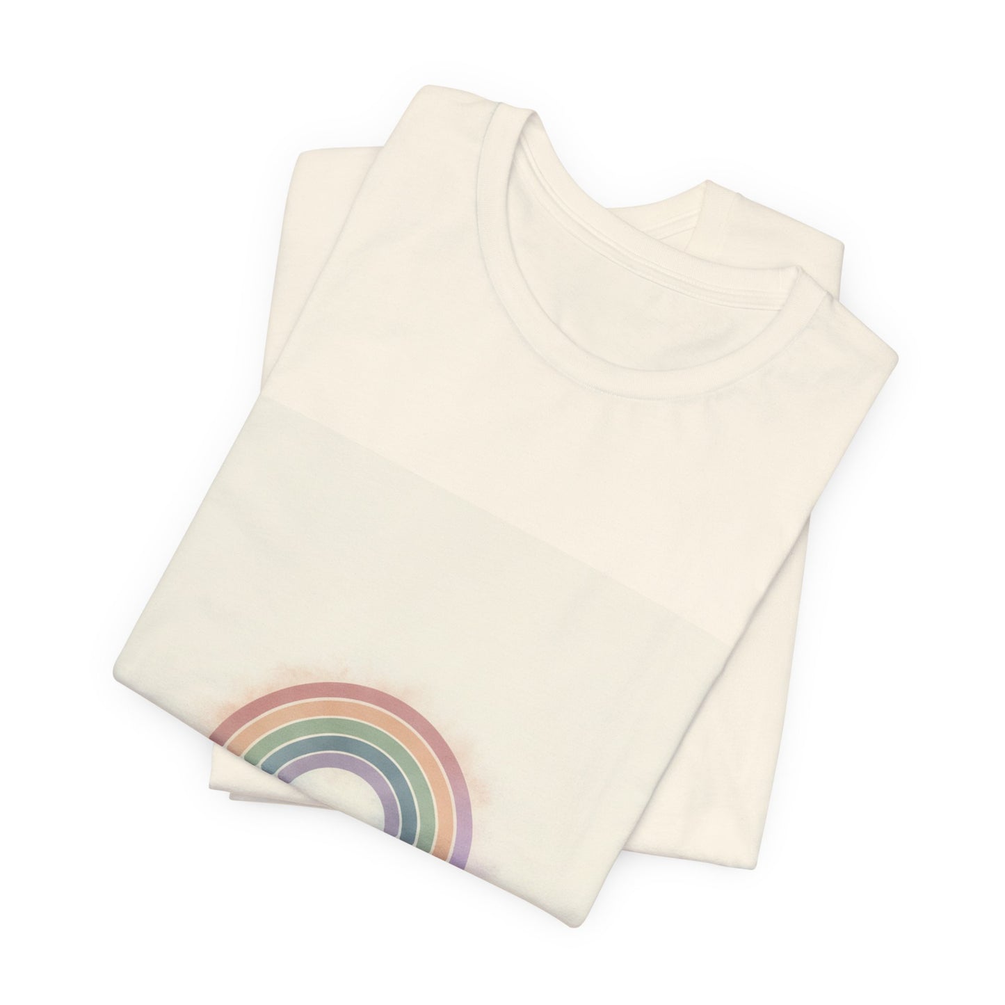 Muted Pastel Rainbow Tee – Gentle Retro Rainbow Art Graphic T-Shirt