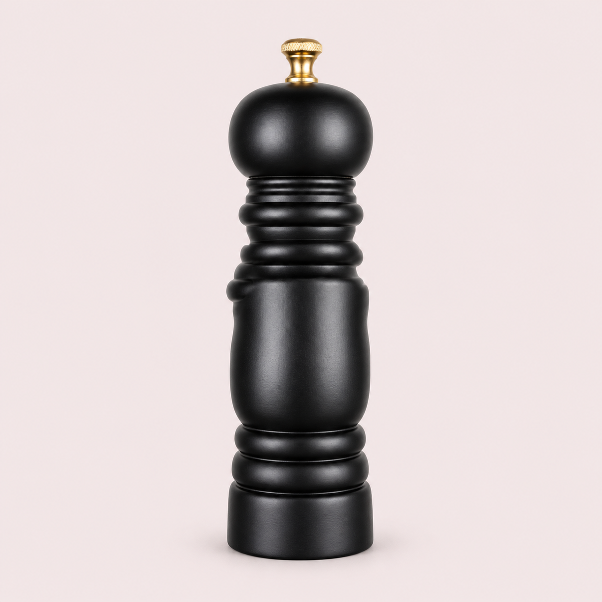 Black Wooden Pepper Mill – Manual Ceramic Grinder, 19.5 cm