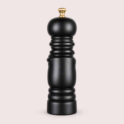 Black Wooden Pepper Mill – Manual Ceramic Grinder, 19.5 cm