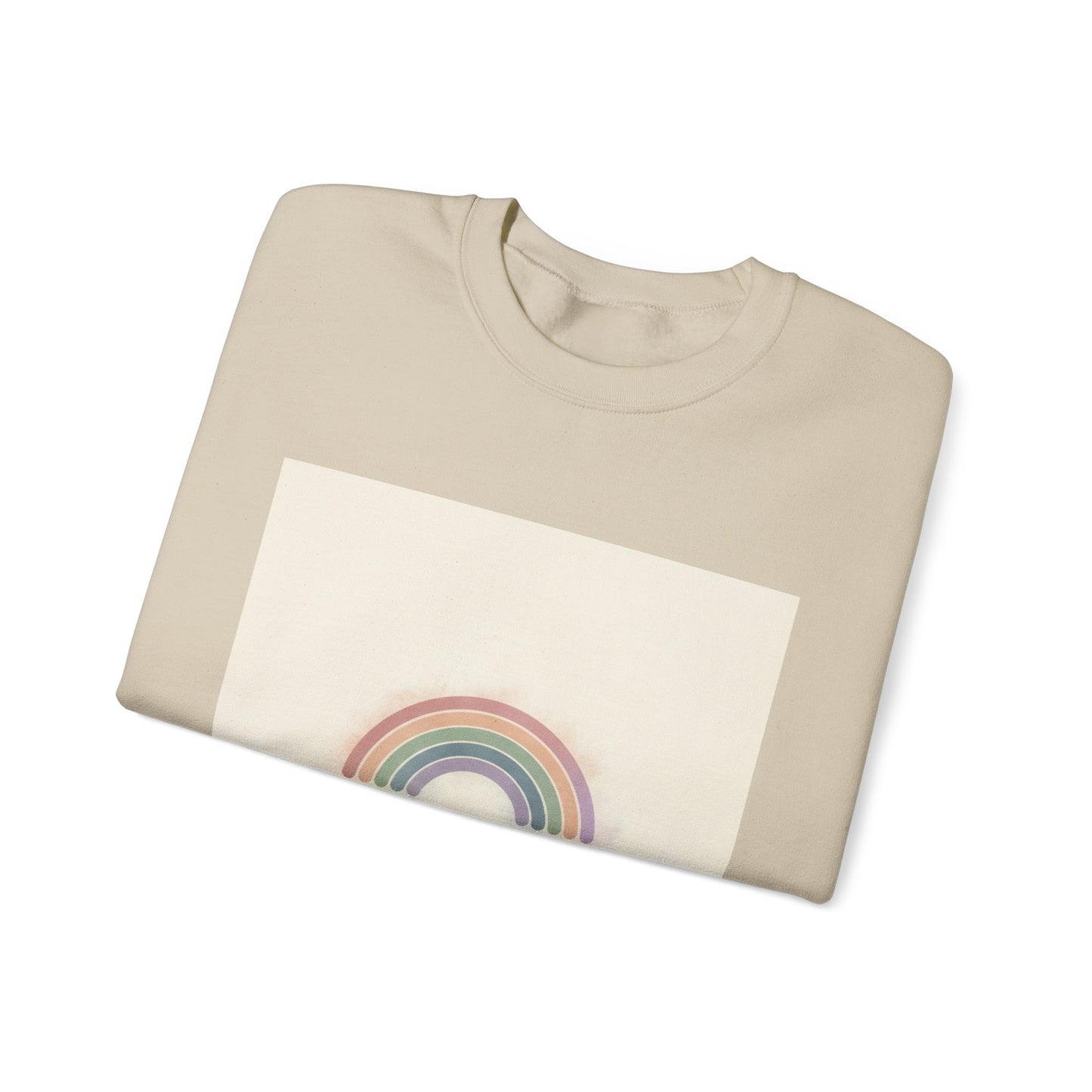Muted Pastel Rainbow Sweatshirt – Gentle Retro Rainbow Design Cozy Crewneck
