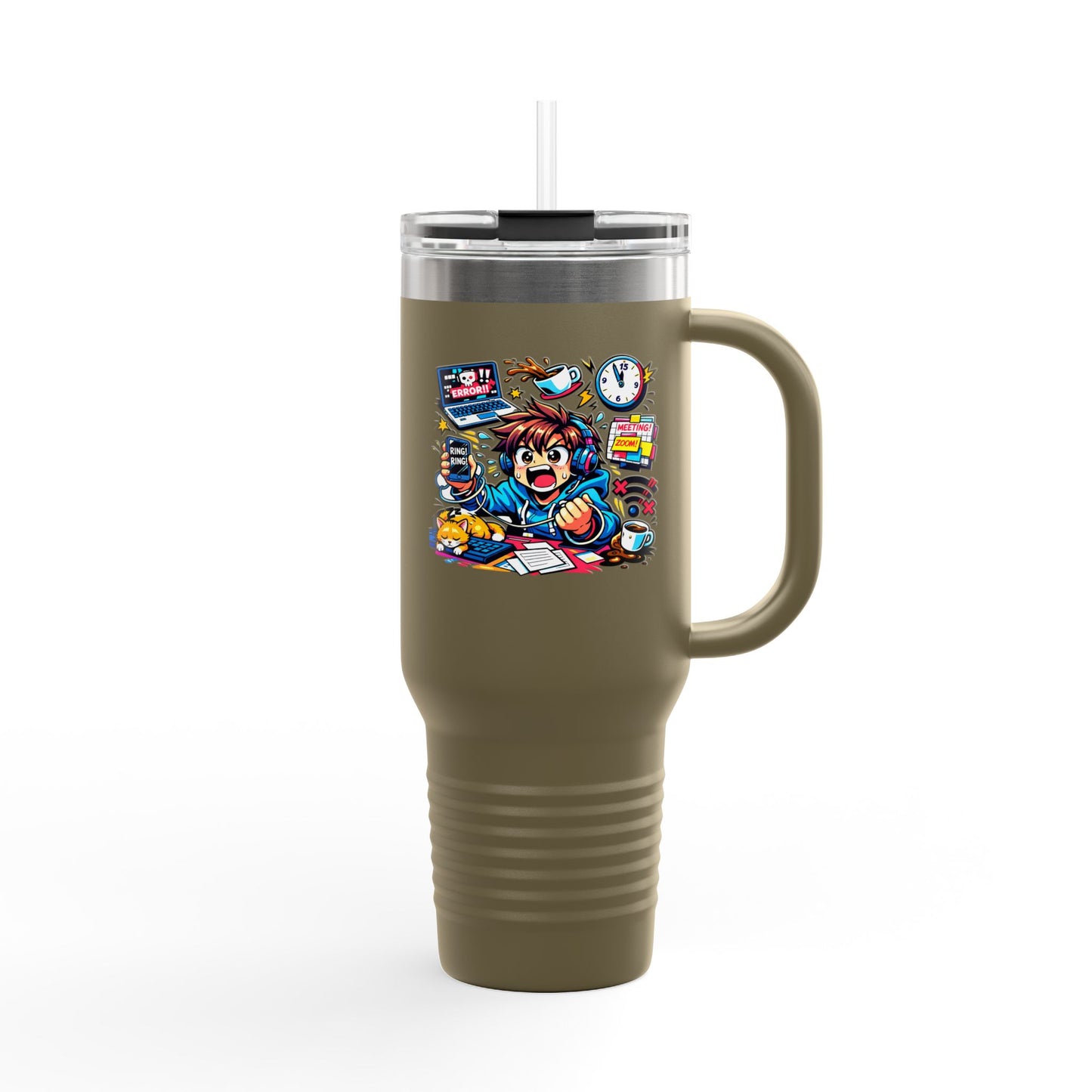 40oz Insulated Travel Mug — Cute Chaotic WFH Agent