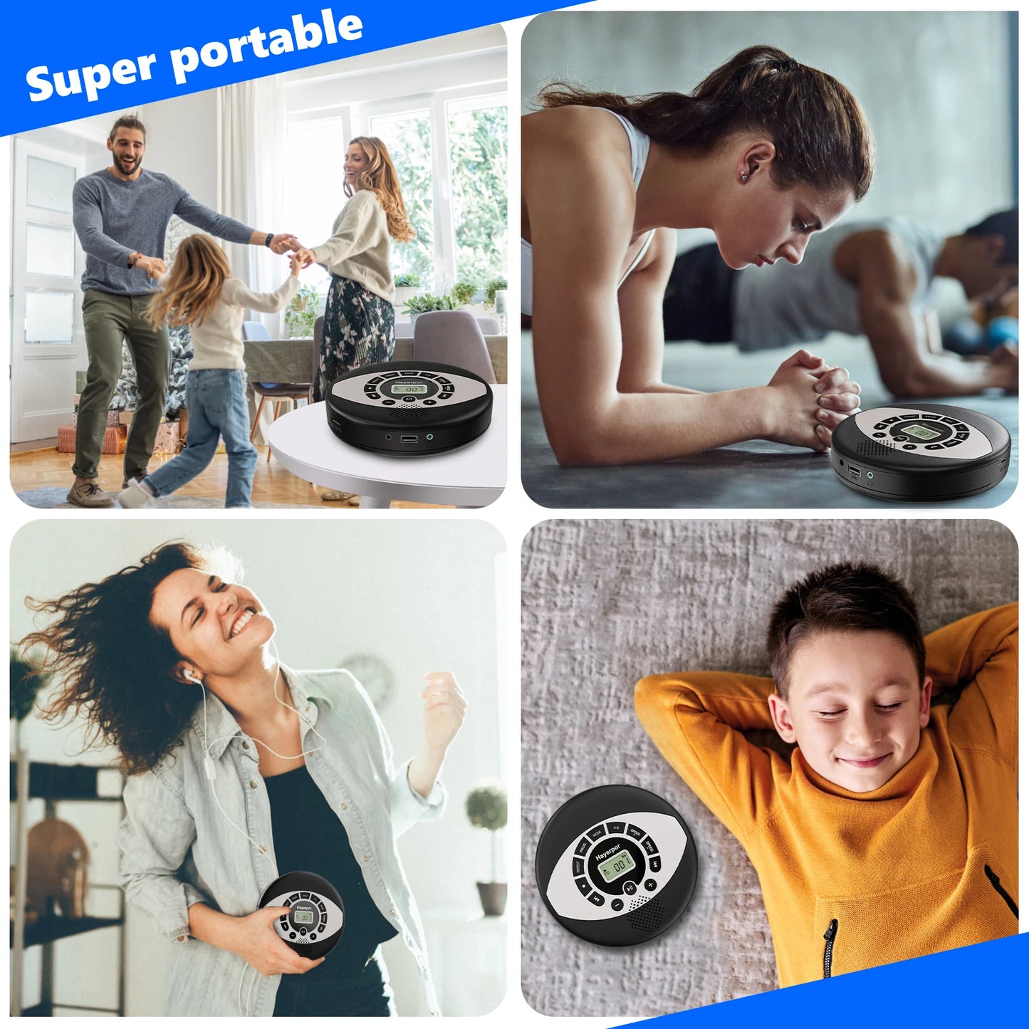 Rechargeable Discman CD Walkman with Speaker & Anti-Skip Protection | Portable CD Player with USB & Earbuds