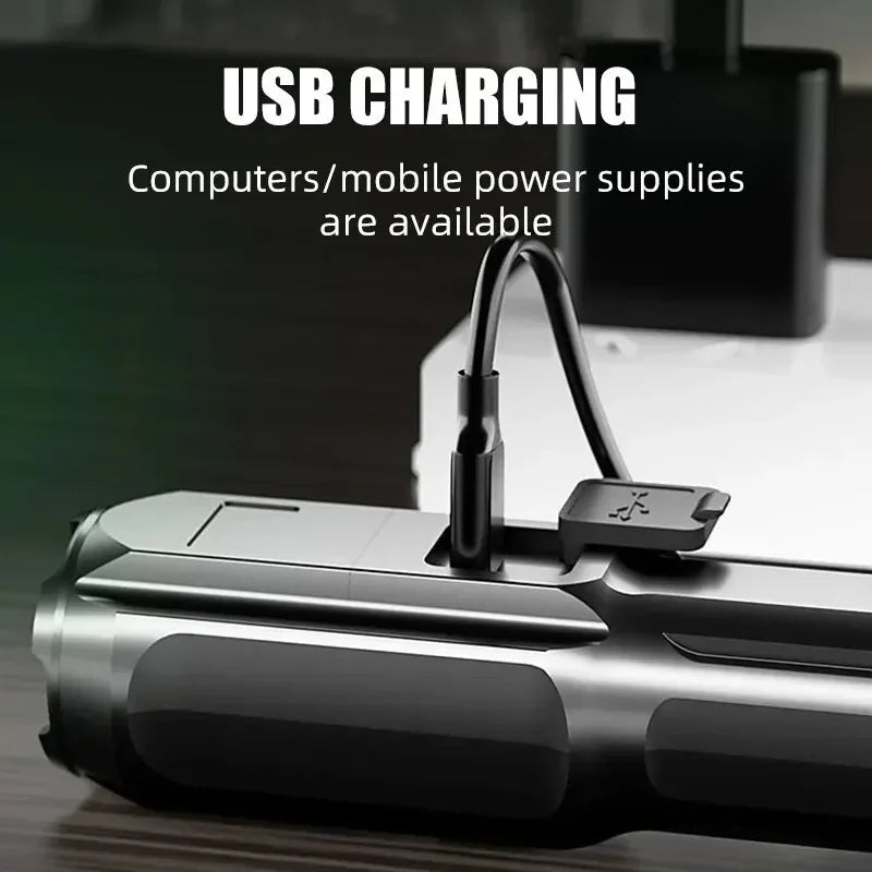 Powerful Rechargeable LED Flashlight | USB‑Rechargeable Waterproof Tactical Torch