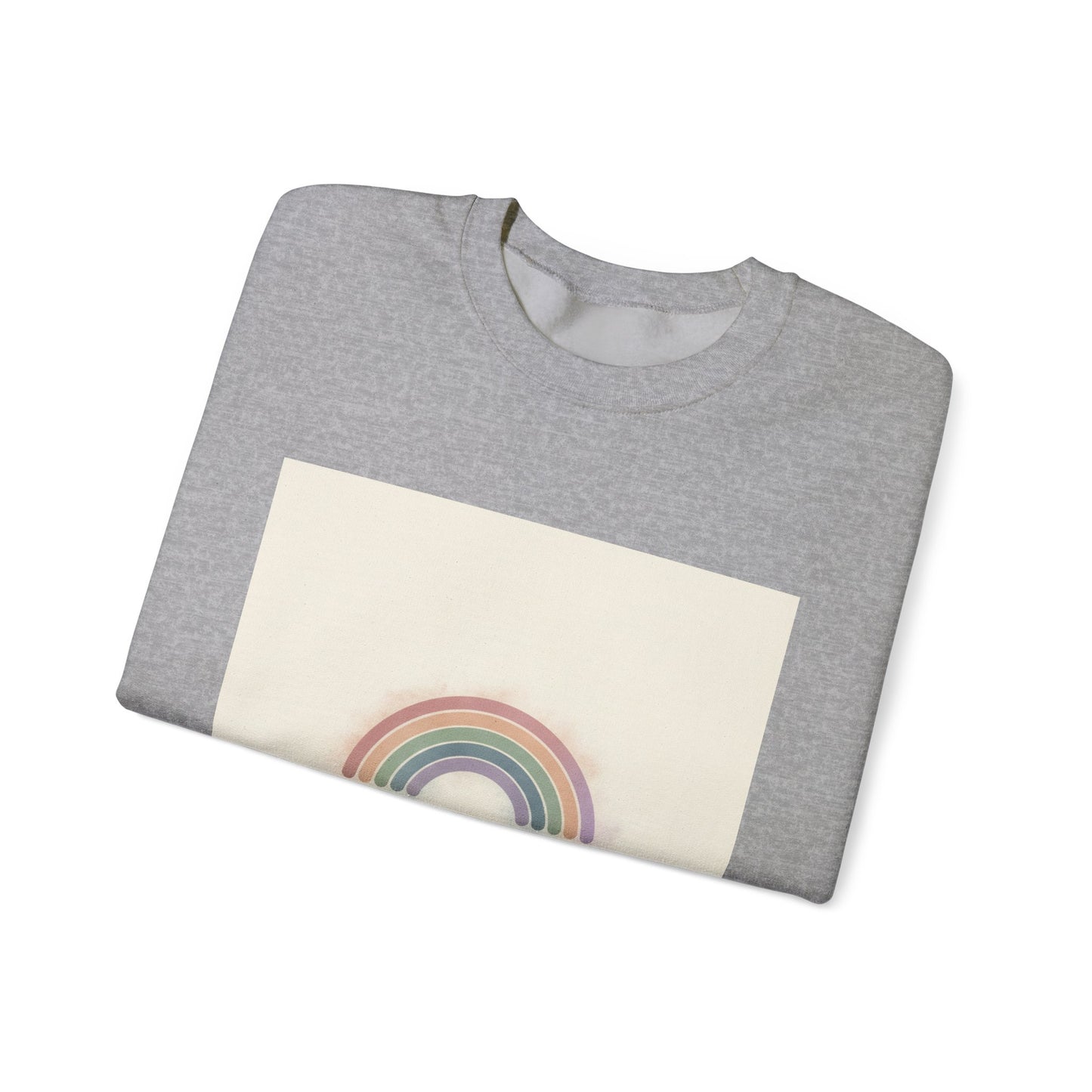 Muted Pastel Rainbow Sweatshirt – Gentle Retro Rainbow Design Cozy Crewneck