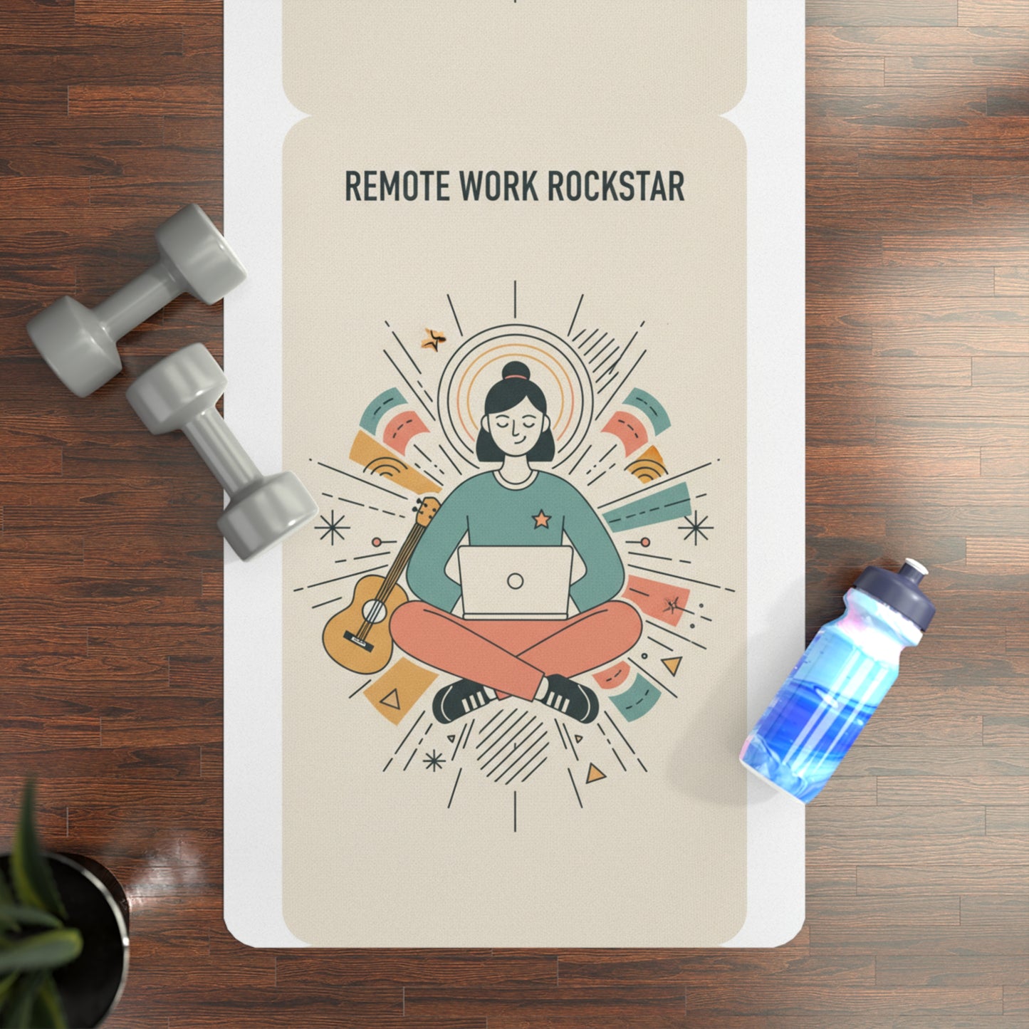 Remote Work Rockstar Rubber Yoga Mat | Non-Slip Exercise & Home Fitness Mat