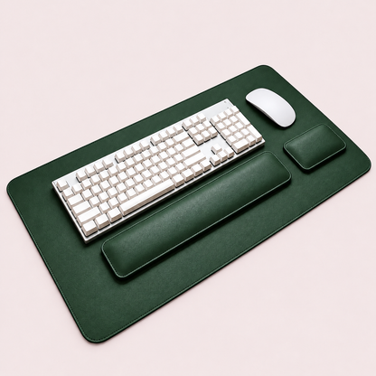 3-Piece Faux Leather Desk Mat Set with Keyboard & Mouse Wrist Rests – 80 × 40 cm