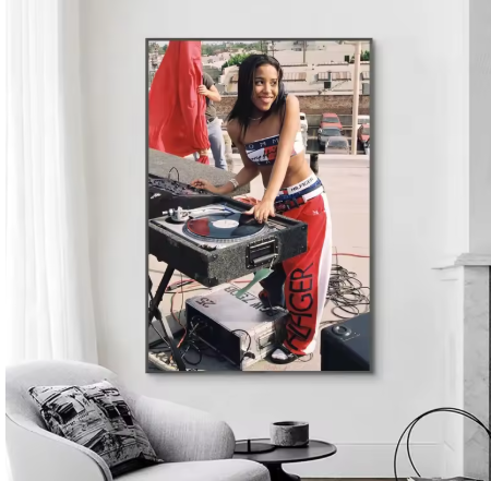 Classic R&B Singer Aaliyah Portrait Vintage Photo Music Album Cover Poster