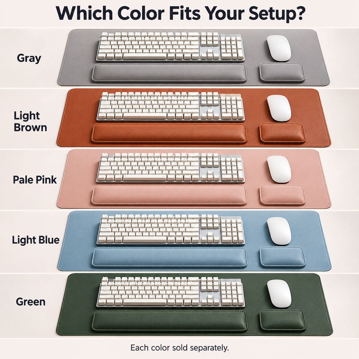 3-Piece Faux Leather Desk Mat Set with Keyboard & Mouse Wrist Rests – 80 × 40 cm