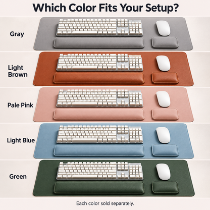 3-Piece Faux Leather Desk Mat Set with Keyboard & Mouse Wrist Rests – 80 × 40 cm