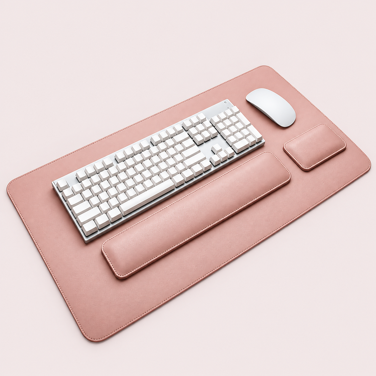 3-Piece Faux Leather Desk Mat Set with Keyboard & Mouse Wrist Rests – 80 × 40 cm
