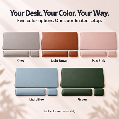 3-Piece Faux Leather Desk Mat Set with Keyboard & Mouse Wrist Rests – 80 × 40 cm