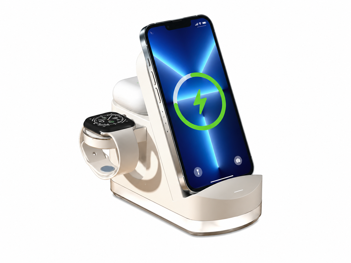 Intelligent Automatic Alignment Three-in-one Wireless Fast Charging Charger Comes With A Watch and Nightlight