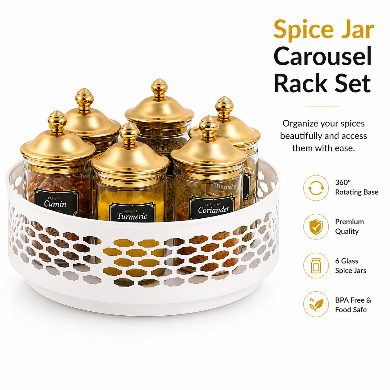 Kitchen Shelf Floor-standing Rotating Spice Rack Carbon Steel