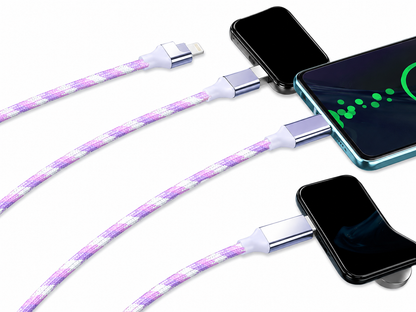 One Drag Three Streamer Data Cable Colorful Multifunctional Car Charging Cable