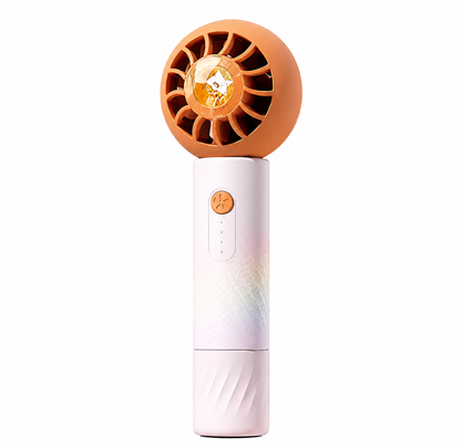 Portable Mini Fan 3 Speeds Orange Purple USB Rechargeable Built-in Battery 800-1000mAh