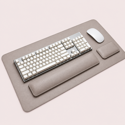 3-Piece Faux Leather Desk Mat Set with Keyboard & Mouse Wrist Rests – 80 × 40 cm