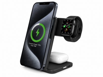 Three-in-one Folding Wireless Charger Metal Full Skin Multifunction Bracket
