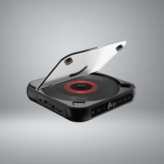 KC918 CD Player - Portable Bluetooth Speaker, LED Screen, Stereo Player | Rechargeable CD Player with HiFi Sound
