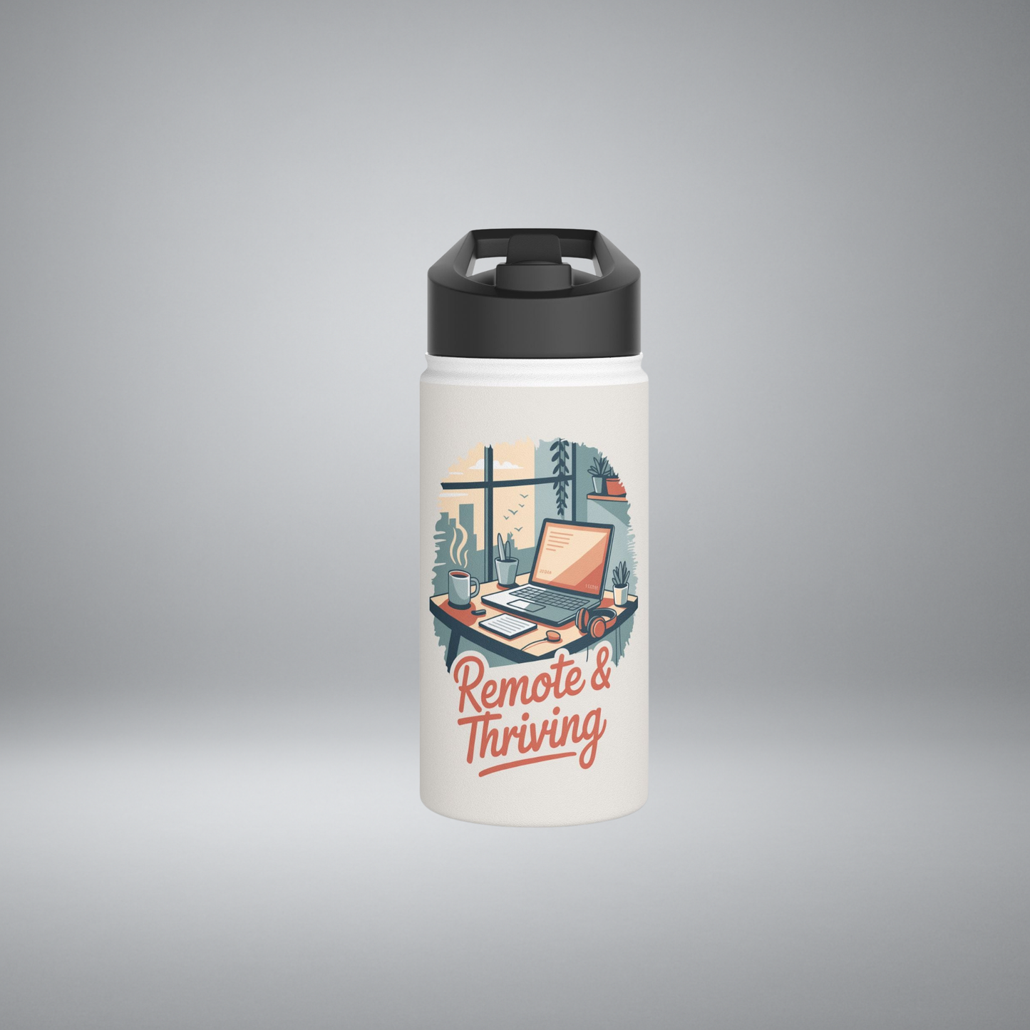 12 oz Remote Thriving Stainless Steel Water Bottle | Insulated Hydration for Work & Travel