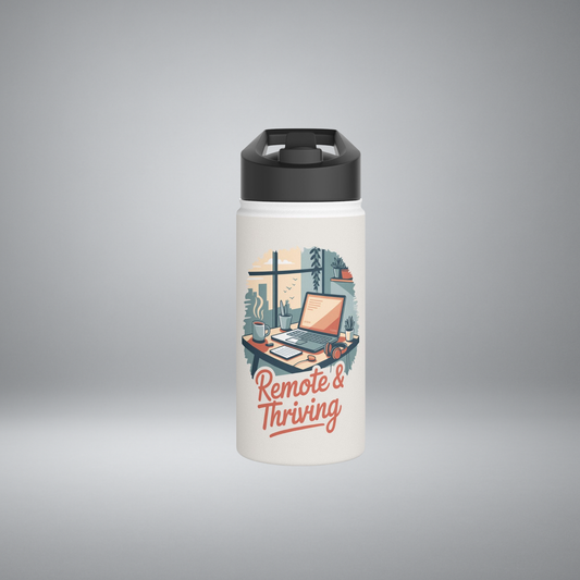 12 oz Remote Thriving Stainless Steel Water Bottle | Insulated Hydration for Work & Travel