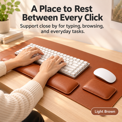 3-Piece Faux Leather Desk Mat Set with Keyboard & Mouse Wrist Rests – 80 × 40 cm