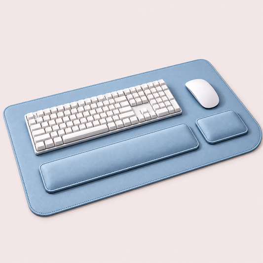 3-Piece Faux Leather Desk Mat Set with Keyboard & Mouse Wrist Rests – 80 × 40 cm
