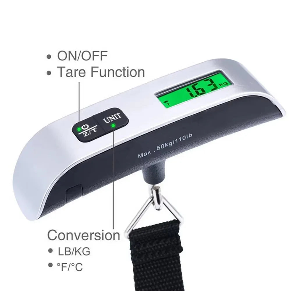 50 kg Portable Hanging Luggage Scale | Digital Electronic Hand Travel & Suitcase Weighing Tool