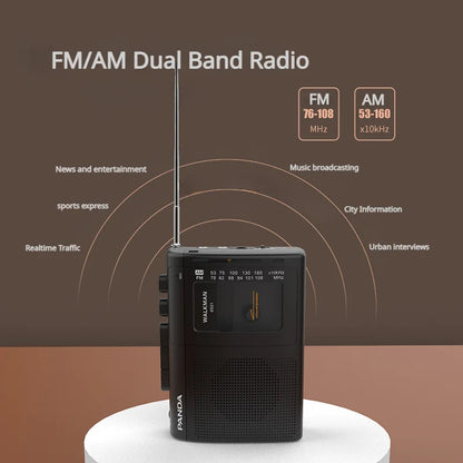 Portable Retro Cassette Player with AM/FM Radio | Walkman Tape Music Player with Loudspeaker & Headphone Support