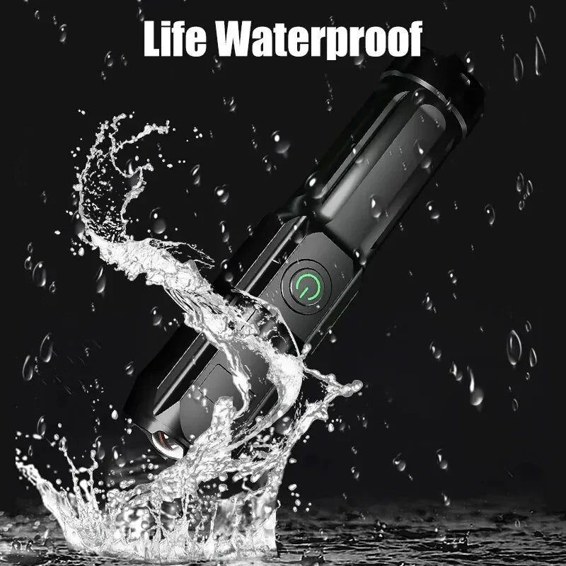 Powerful Rechargeable LED Flashlight | USB‑Rechargeable Waterproof Tactical Torch